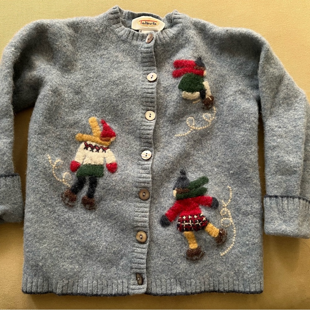 Talbots Kids Cardigan with Skater Design